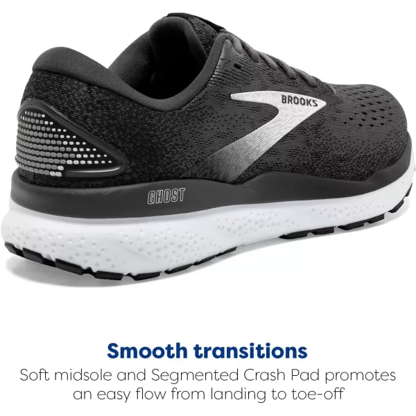 Brooks Mens Ghost 16 Neutral Running ShoeBlackGreyWhite