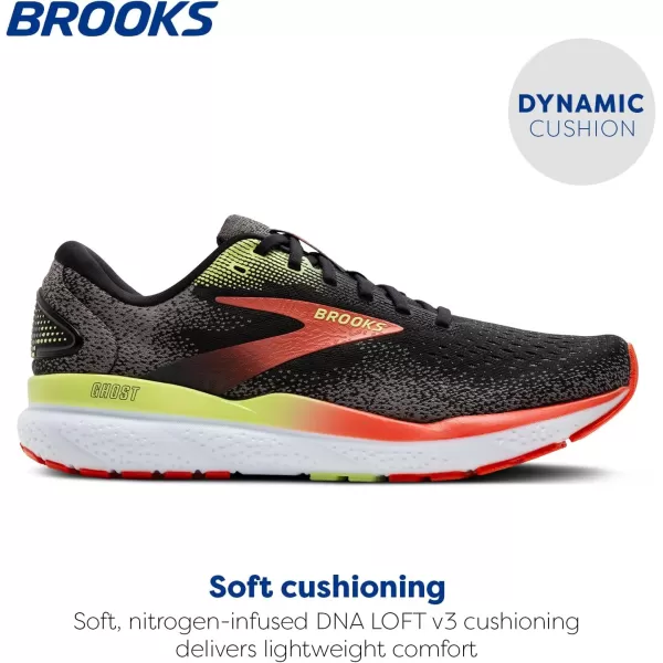 Brooks Mens Ghost 16 Neutral Running ShoeBlackMandarin RedGreen