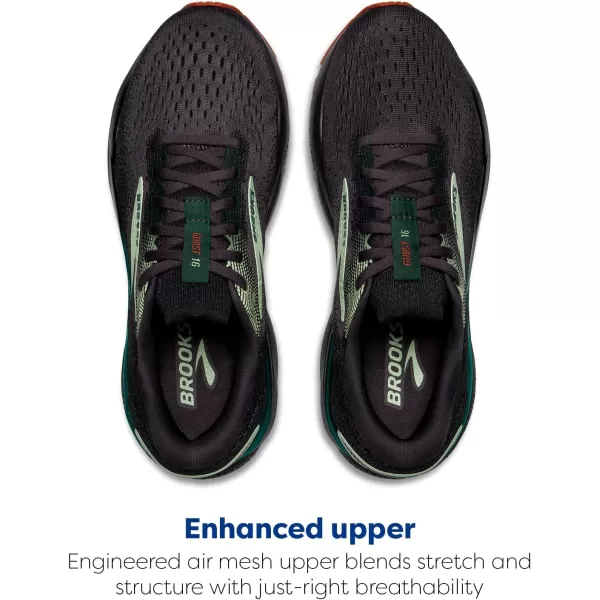 Brooks Mens Ghost 16 Neutral Running ShoeBlackened PearlJune BugGreen