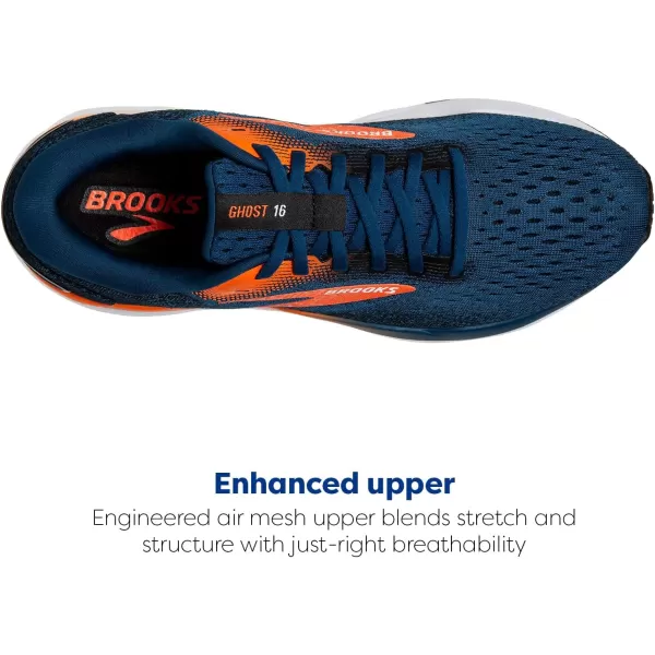 Brooks Mens Ghost 16 Neutral Running ShoeBlue OpalBlackNasturtium