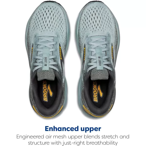 Brooks Mens Ghost 16 Neutral Running ShoeCloudGreyGold