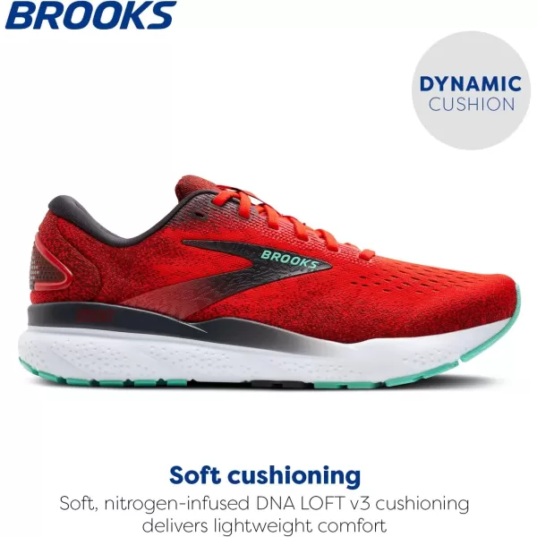 Brooks Mens Ghost 16 Neutral Running ShoeFiery RedEbonyCockatoo