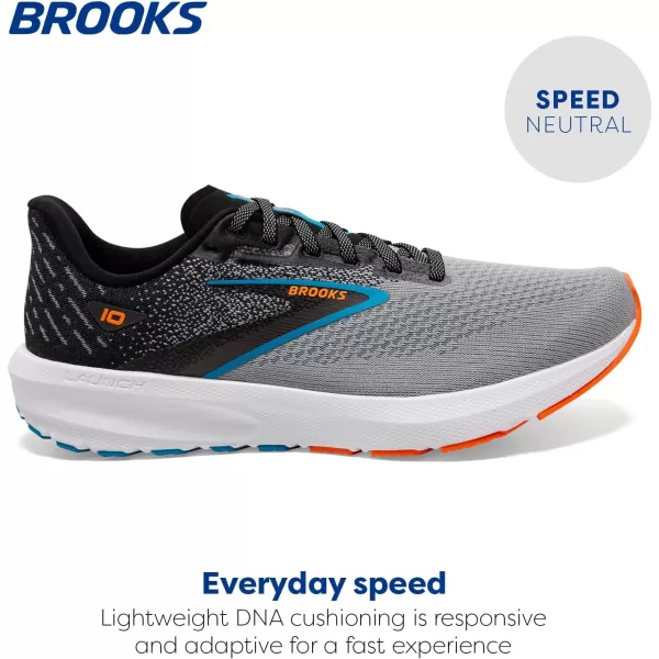 Brooks Mens Launch 10 Neutral Running ShoeBlackGreyOrange Clown Fish