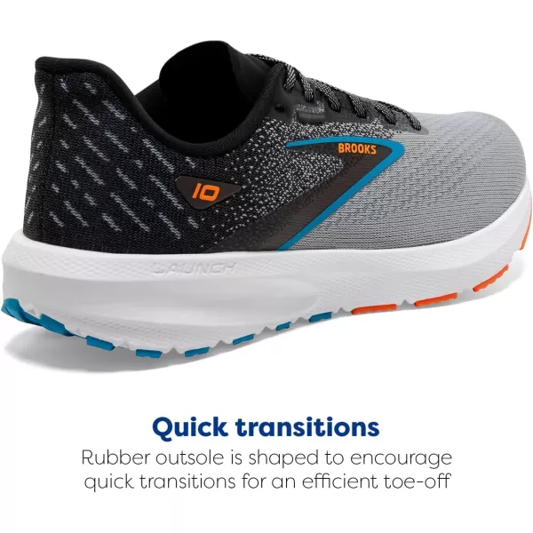 Brooks Mens Launch 10 Neutral Running ShoeBlackGreyOrange Clown Fish