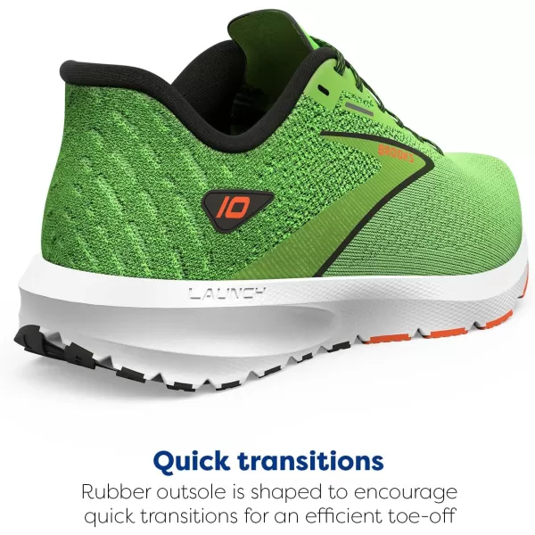 Brooks Mens Launch 10 Neutral Running ShoeGreen GeckoRed OrangeWhite