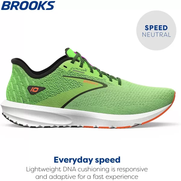 Brooks Mens Launch 10 Neutral Running ShoeGreen GeckoRed OrangeWhite