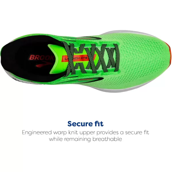 Brooks Mens Launch GTS 10 Supportive Running ShoeGreen GeckoRed OrangeWhite