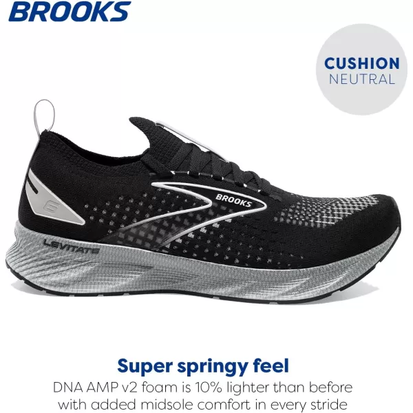 Brooks Mens Levitate Stealthfit 6 Neutral Running ShoeBlackGreyOyster