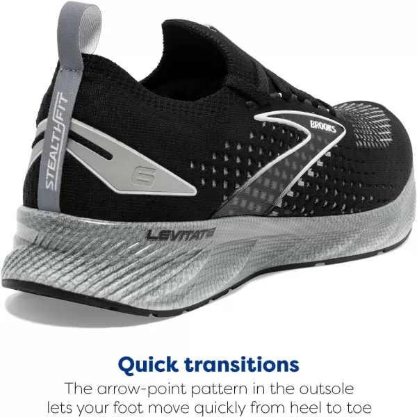 Brooks Mens Levitate Stealthfit 6 Neutral Running ShoeBlackGreyOyster