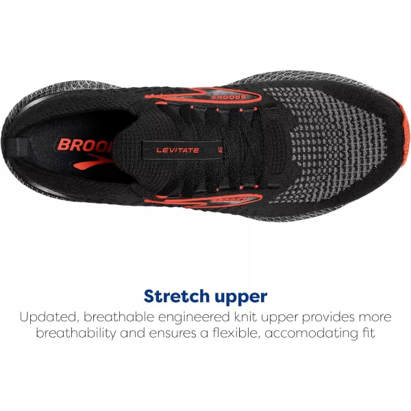 Brooks Mens Levitate Stealthfit 6 Neutral Running ShoeBlackSpicy Orange