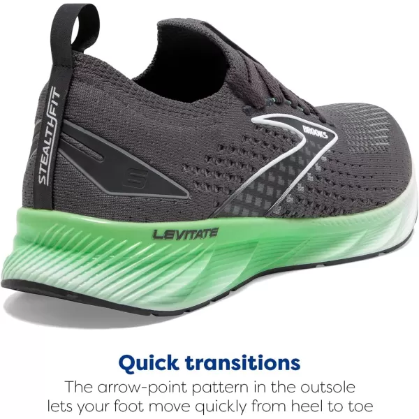 Brooks Mens Levitate Stealthfit 6 Neutral Running ShoeBlackened PearlGreenWhite