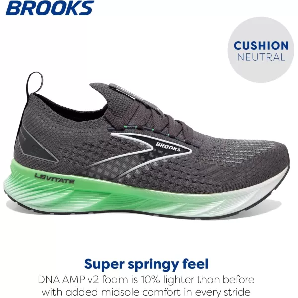 Brooks Mens Levitate Stealthfit 6 Neutral Running ShoeBlackened PearlGreenWhite