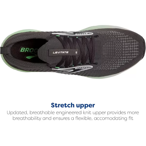 Brooks Mens Levitate Stealthfit 6 Neutral Running ShoeBlackened PearlGreenWhite