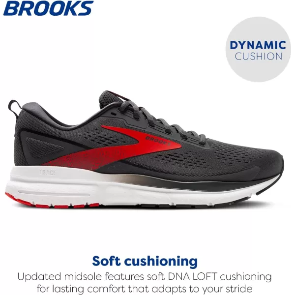 Brooks Mens Trace 3 Neutral Running ShoeEbonyFiery RedWhite