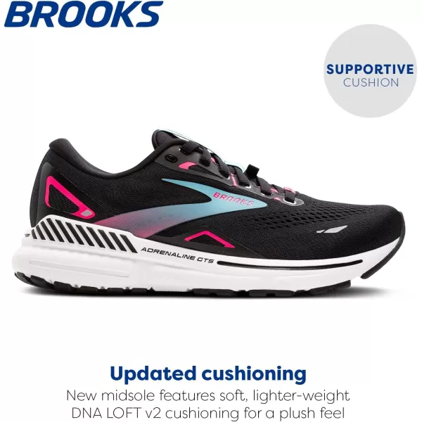 Brooks Womens Adrenaline GTS 23 GTX Waterproof Supportive Running ShoeBlackKnockout PinkAqua