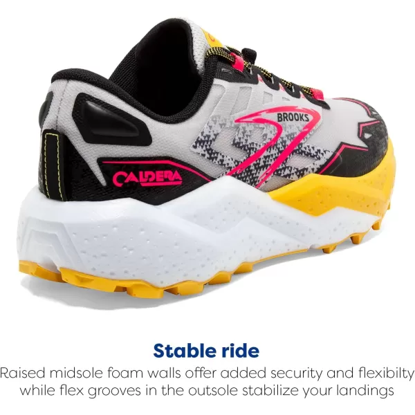 Brooks Womens Caldera 7 Trail Running ShoeLunar RockLemon ChromeBlack