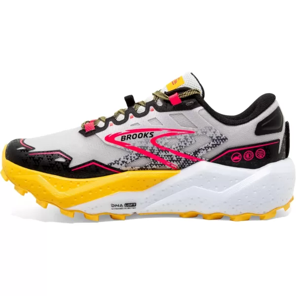 Brooks Womens Caldera 7 Trail Running ShoeLunar RockLemon ChromeBlack