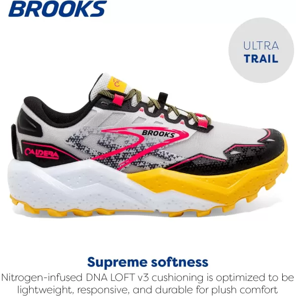 Brooks Womens Caldera 7 Trail Running ShoeLunar RockLemon ChromeBlack