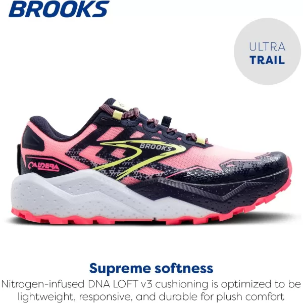 Brooks Womens Caldera 7 Trail Running ShoePinkPeacoatSunny Lime