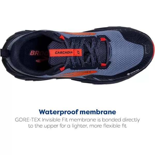 Brooks Womens Cascadia 17 GTX Waterproof Trail Running ShoeNavyBittersweetPeacoat