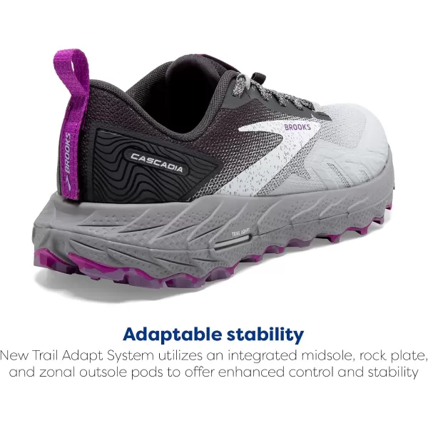 Brooks Womens Cascadia 17 Trail Running ShoeOysterBlackened PearlPurple