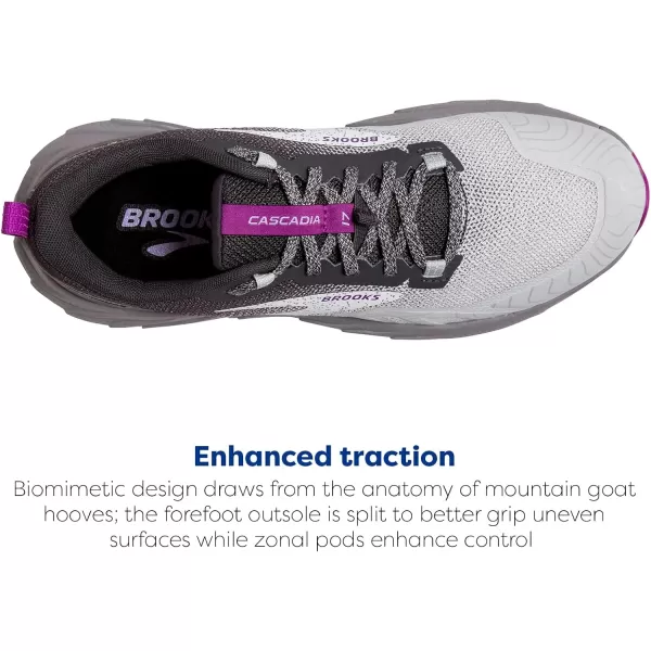Brooks Womens Cascadia 17 Trail Running ShoeOysterBlackened PearlPurple