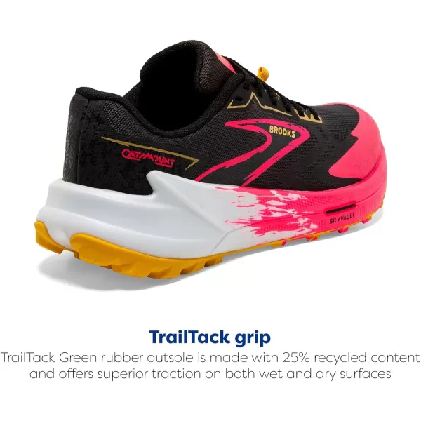 Brooks Womens Catamount 3 Trail Running ShoeBlackDiva PinkLemon Chrome