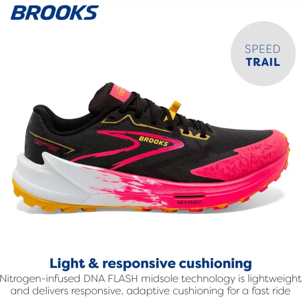 Brooks Womens Catamount 3 Trail Running ShoeBlackDiva PinkLemon Chrome