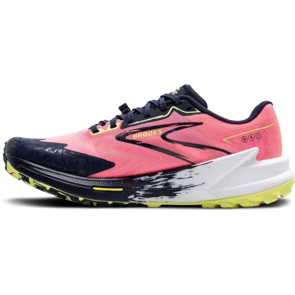 Brooks Womens Catamount 3 Trail Running ShoePinkPeacoatSunny Lime