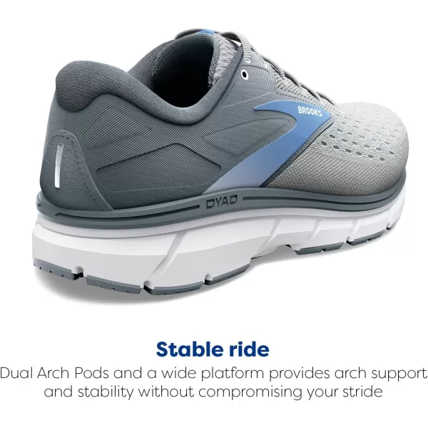 Brooks Womens Dyad 11 Running ShoeGreyWhiteBlue