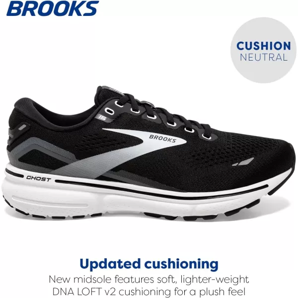 Brooks Womens Ghost 15 Neutral Running ShoeBlackBlackened PearlWhite