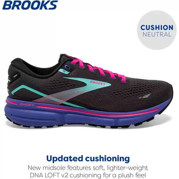 Brooks Womens Ghost 15 Neutral Running ShoeBlackBlueAruba