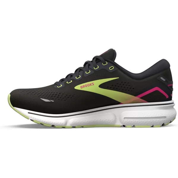 Brooks Womens Ghost 15 Neutral Running ShoeBlackEbonySharp Green