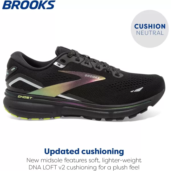 Brooks Womens Ghost 15 Neutral Running ShoeBlackLime