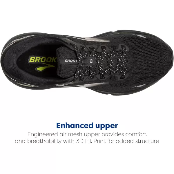 Brooks Womens Ghost 15 Neutral Running ShoeBlackLime