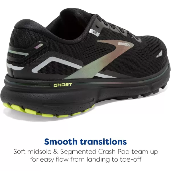 Brooks Womens Ghost 15 Neutral Running ShoeBlackLime