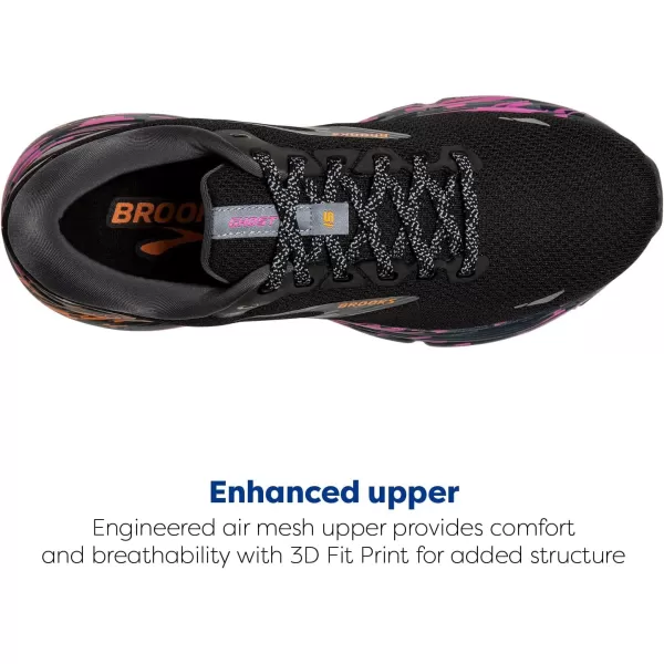 Brooks Womens Ghost 15 Neutral Running ShoeBlackPhloxOriole
