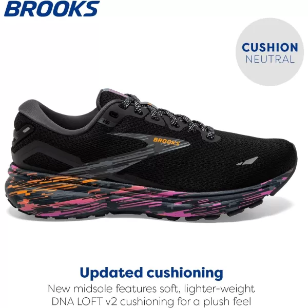 Brooks Womens Ghost 15 Neutral Running ShoeBlackPhloxOriole