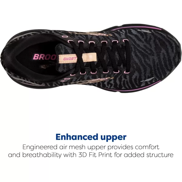 Brooks Womens Ghost 15 Neutral Running ShoeBlackSpring CrocusSunburn