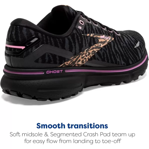Brooks Womens Ghost 15 Neutral Running ShoeBlackSpring CrocusSunburn