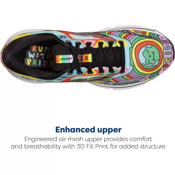 Brooks Womens Ghost 15 Neutral Running ShoeBlackWhiteMulti