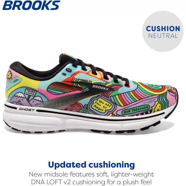 Brooks Womens Ghost 15 Neutral Running ShoeBlackWhiteMulti