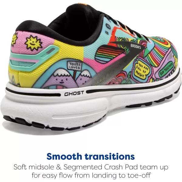Brooks Womens Ghost 15 Neutral Running ShoeBlackWhiteMulti