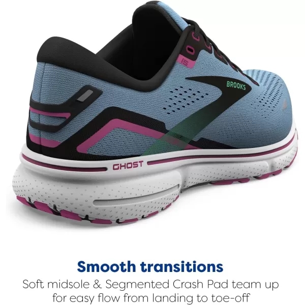 Brooks Womens Ghost 15 Neutral Running ShoeBlue BellBlackPink
