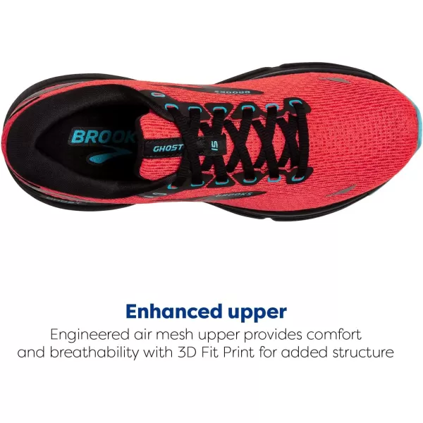 Brooks Womens Ghost 15 Neutral Running ShoeCoralBlackBlue