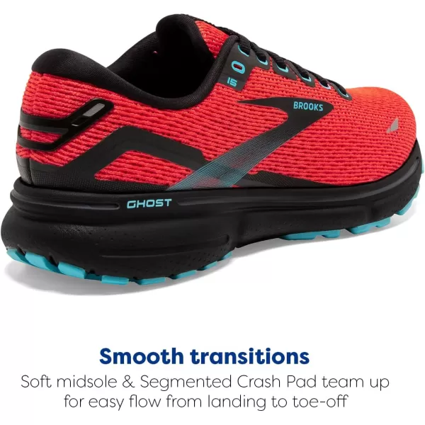 Brooks Womens Ghost 15 Neutral Running ShoeCoralBlackBlue
