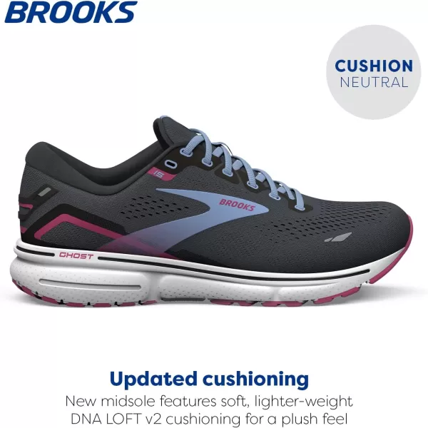 Brooks Womens Ghost 15 Neutral Running ShoeEbonyOpen AirLilac Rose