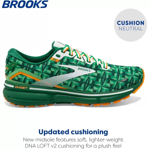 Brooks Womens Ghost 15 Neutral Running ShoeGreenWhiteOrange