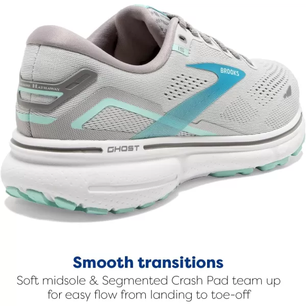 Brooks Womens Ghost 15 Neutral Running ShoeGreyBlackened PearlBlue
