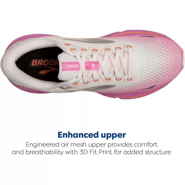 Brooks Womens Ghost 15 Neutral Running ShoeGreyCoconutFuchsia